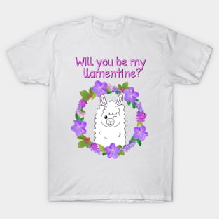 Will you be my valentine? Cute llama T-Shirt